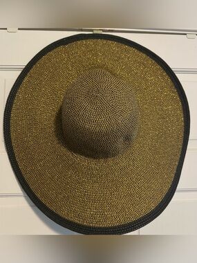 Echo Metallic Gold Straw Sun Hat with Black Edge